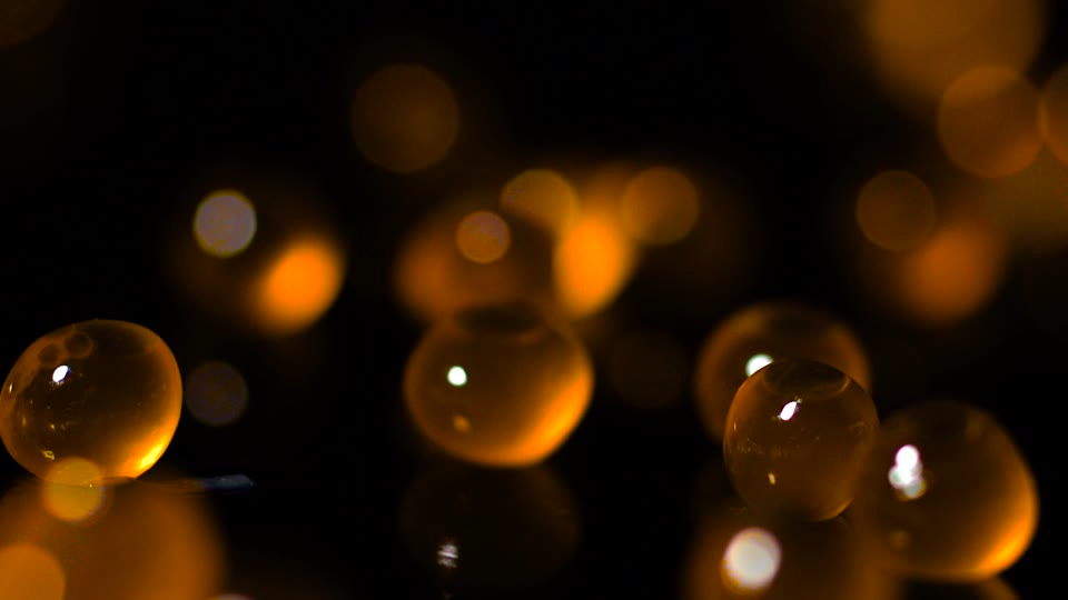 Glowing amber pearls